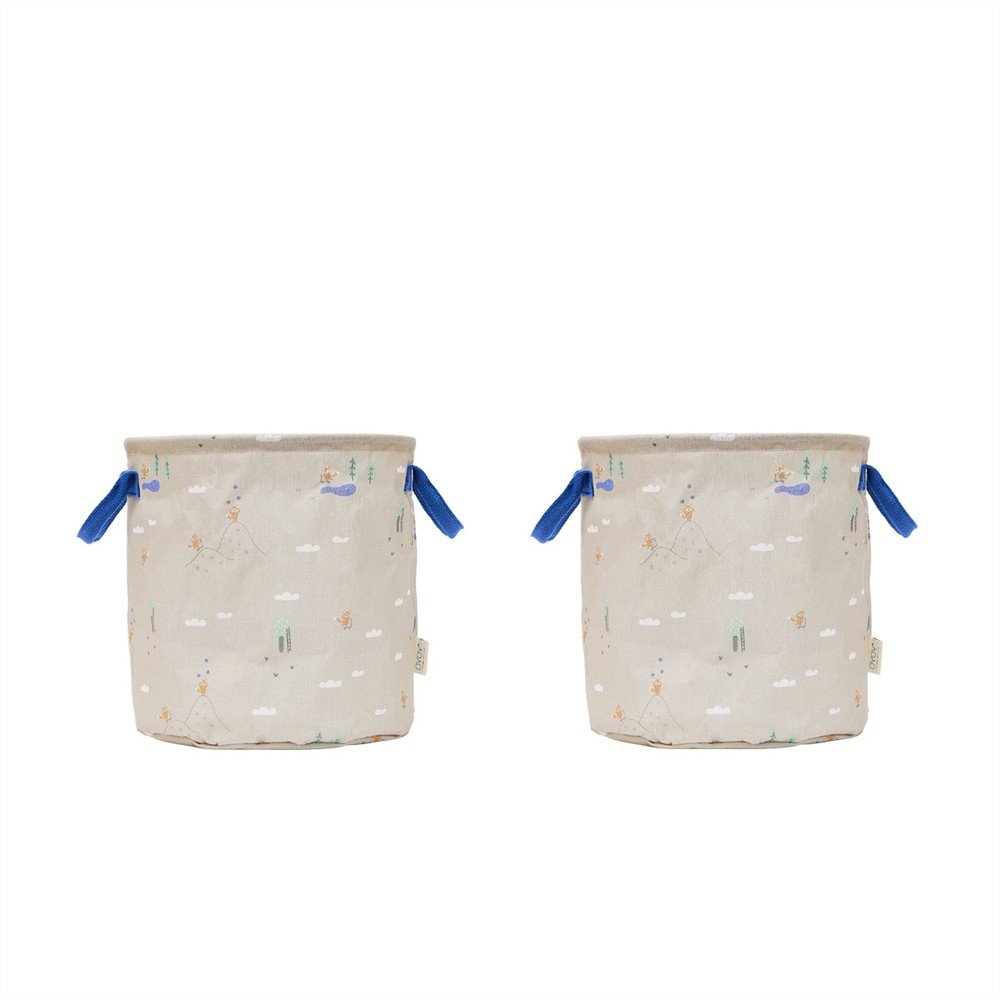 Bézs textil játéktároló kosár szett 2 db-os ø 32x32 cm Foxy – OYOY Mini