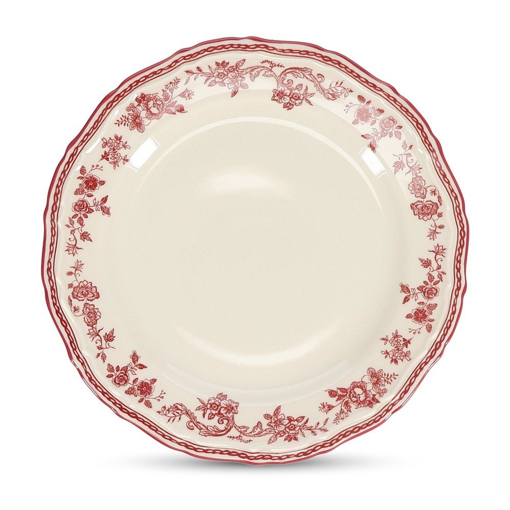 Borvörös-elefántcsont színű desszertes porcelán tányér ø 21