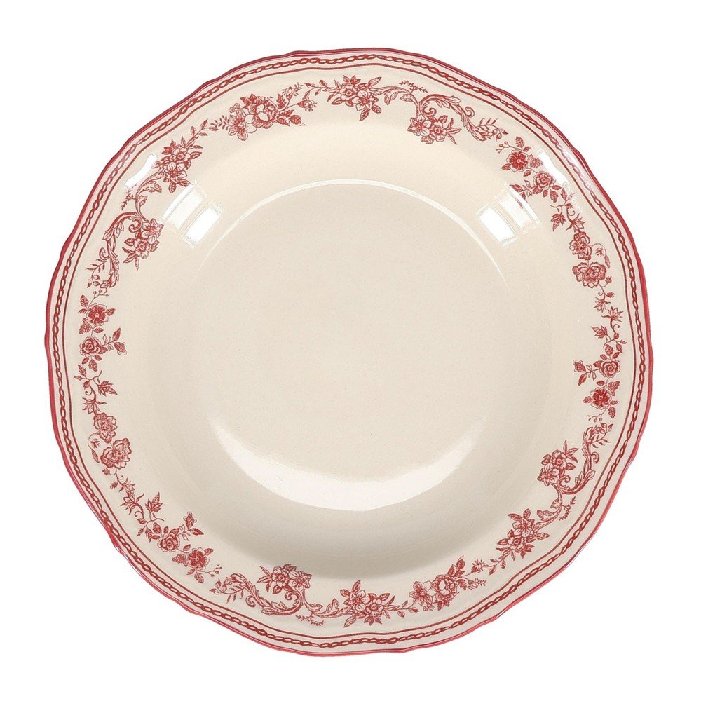 Borvörös-elefántcsont színű mély porcelán tányér ø 23 cm Cyril – S|P Collection