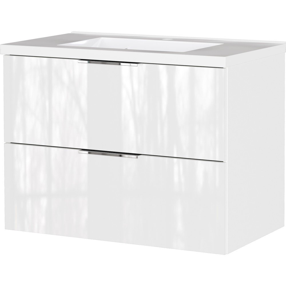 Fehér fényes fali mosdó alatti szekrény 81x61 cm Celano – Germania