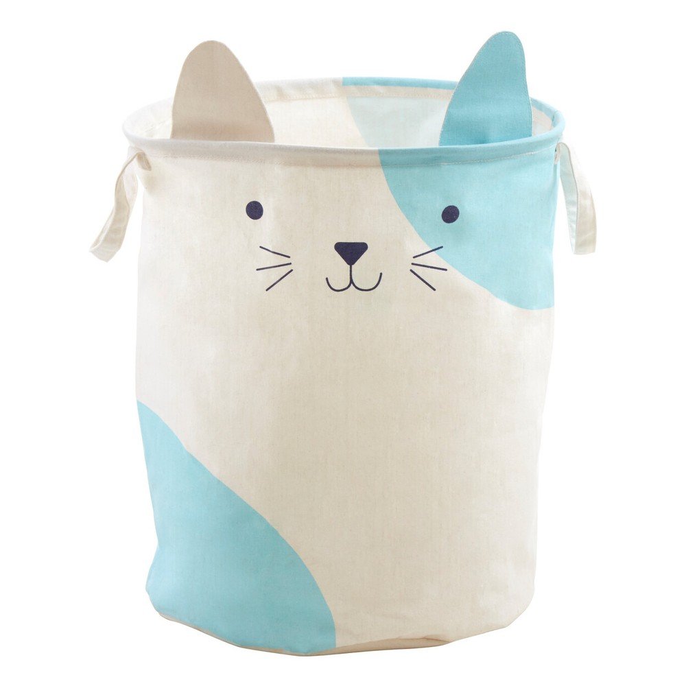 Fehér textil játéktároló kosár ø 40x48 cm Mimo Cat Face – Premier Housewares