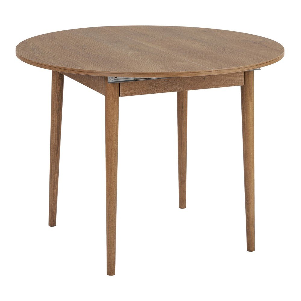 Kerek bővíthető étkezőasztal hosszabbító asztallappal tölgyfa dekorral ø 100 cm Viona – Kalune Design