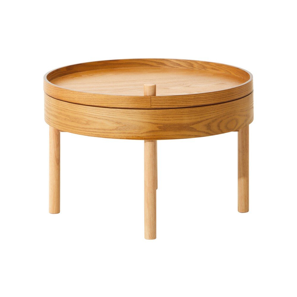 Kerek tárolóasztal borovi fenyő dekorral ø 60 cm Viborg – Premier Housewares