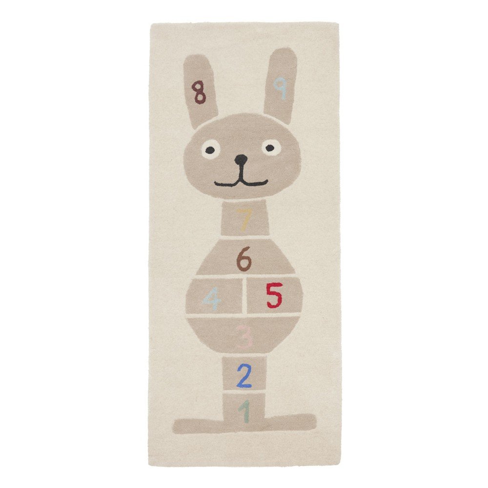 Kézi szövésű gyapjúkeverék gyerek játszószőnyeg 75x180 cm Rabbit Hopscotch – OYOY Mini