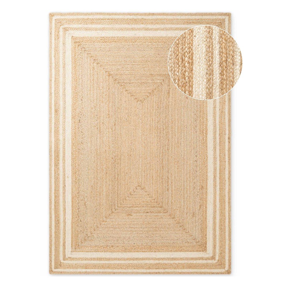 Krémszínű-natúr színű kétoldalas-kézi szövésű juta szőnyeg 200x300 cm Looma – Hanse Home