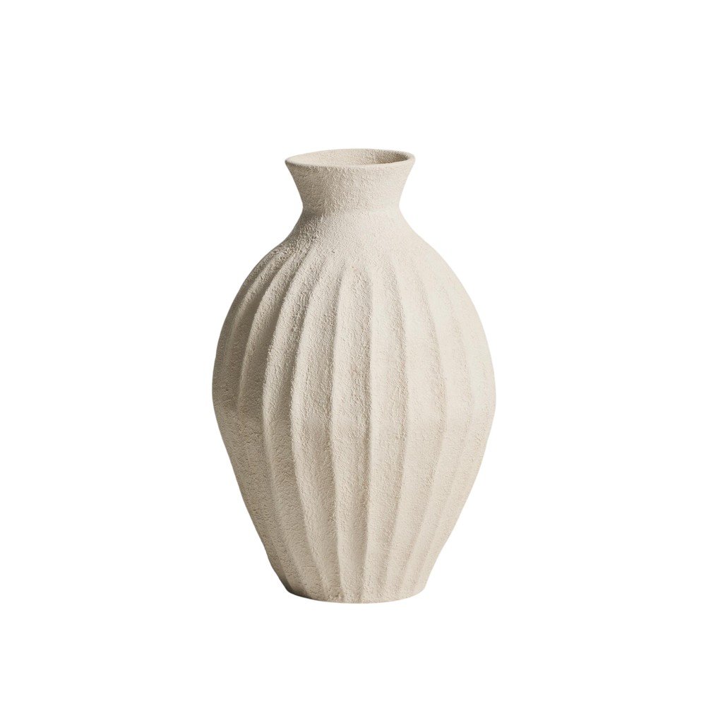 Krémszínű papírmasé kézzel készített-magas váza (magasság 67 cm) Arquena – Kave Home