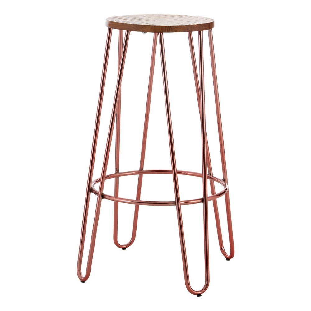 Natúr színű-rózsaarany színű szilfa bárszék (ülésmagasság 75 cm) District – Premier Housewares