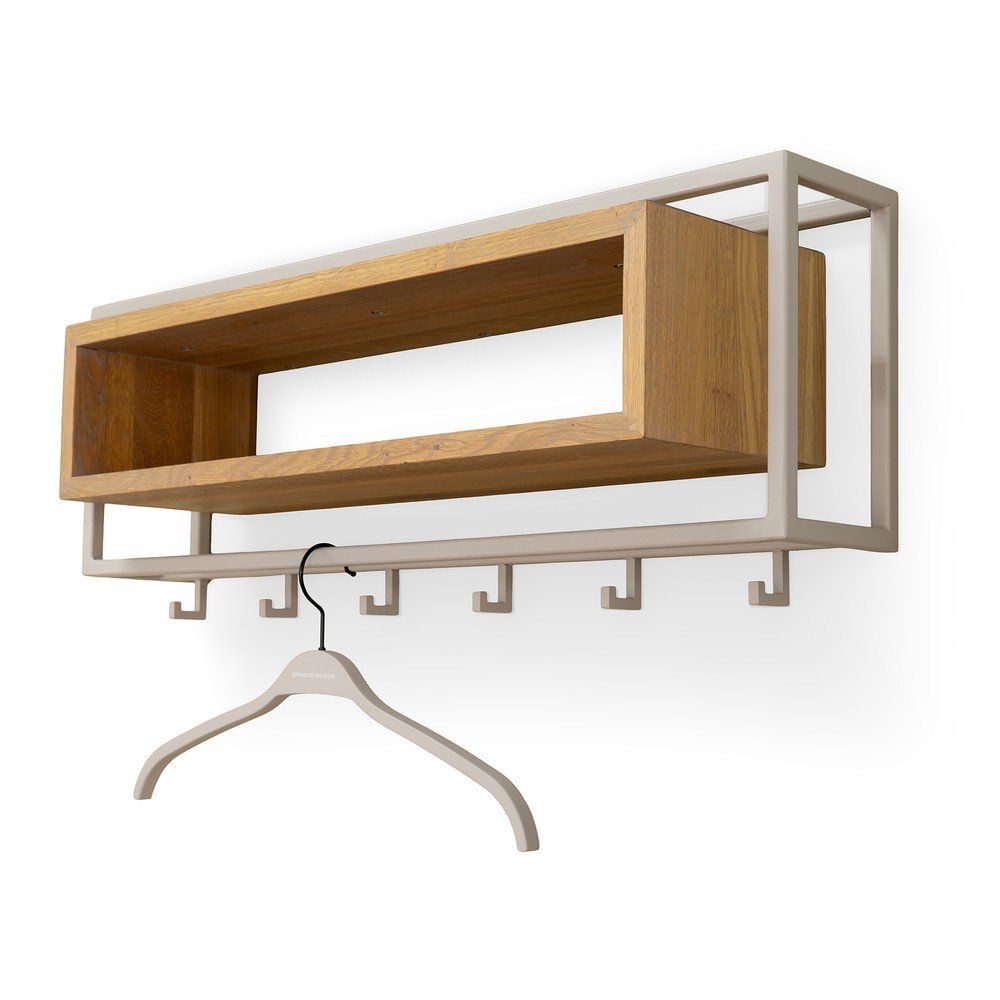 Natúr színű-szürkésbarna tölgyfa fali fogas polccal 78 cm School – Spinder Design