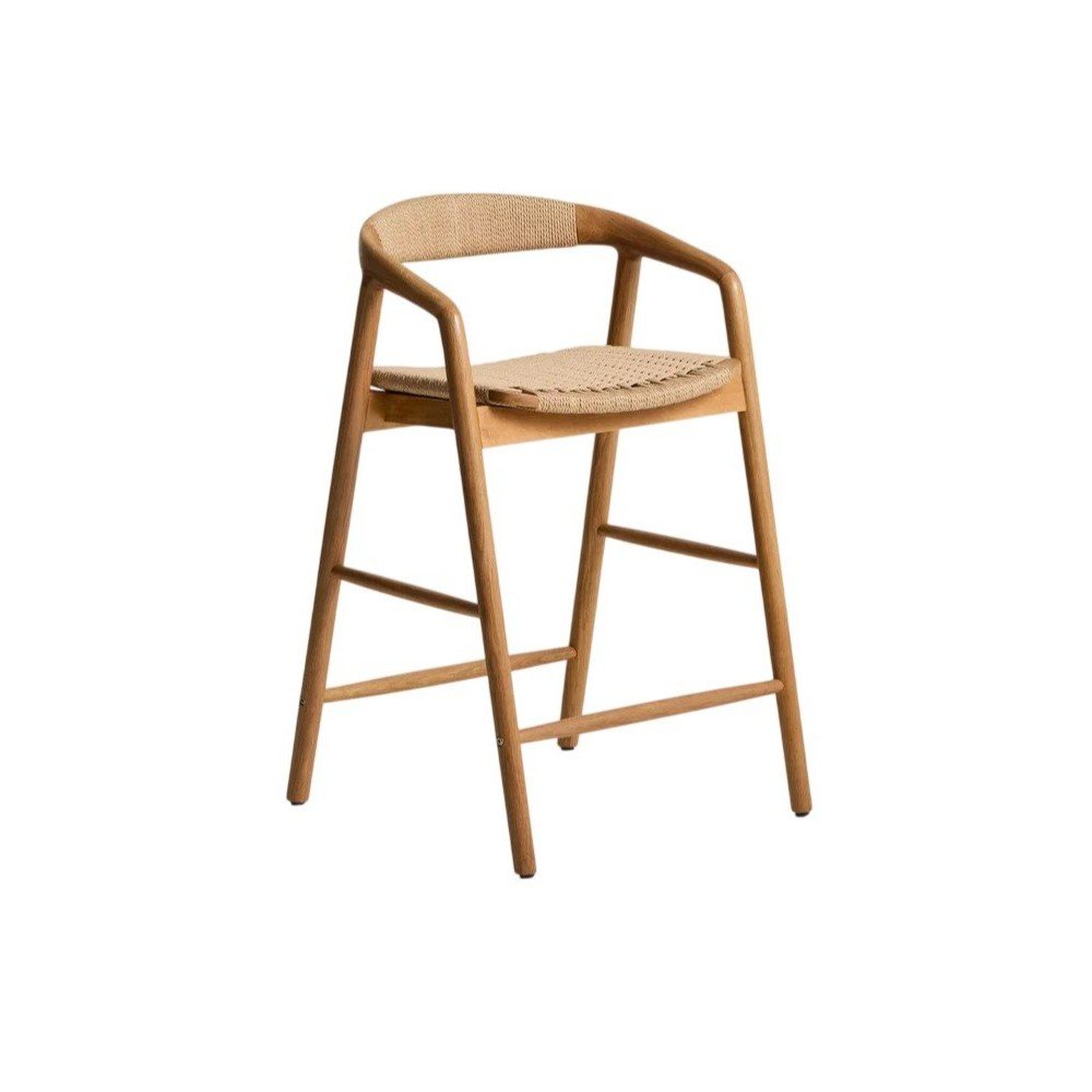 Natúr színű tölgyfa karfás bárszék (ülésmagasság 65 cm) Derile – Kave Home