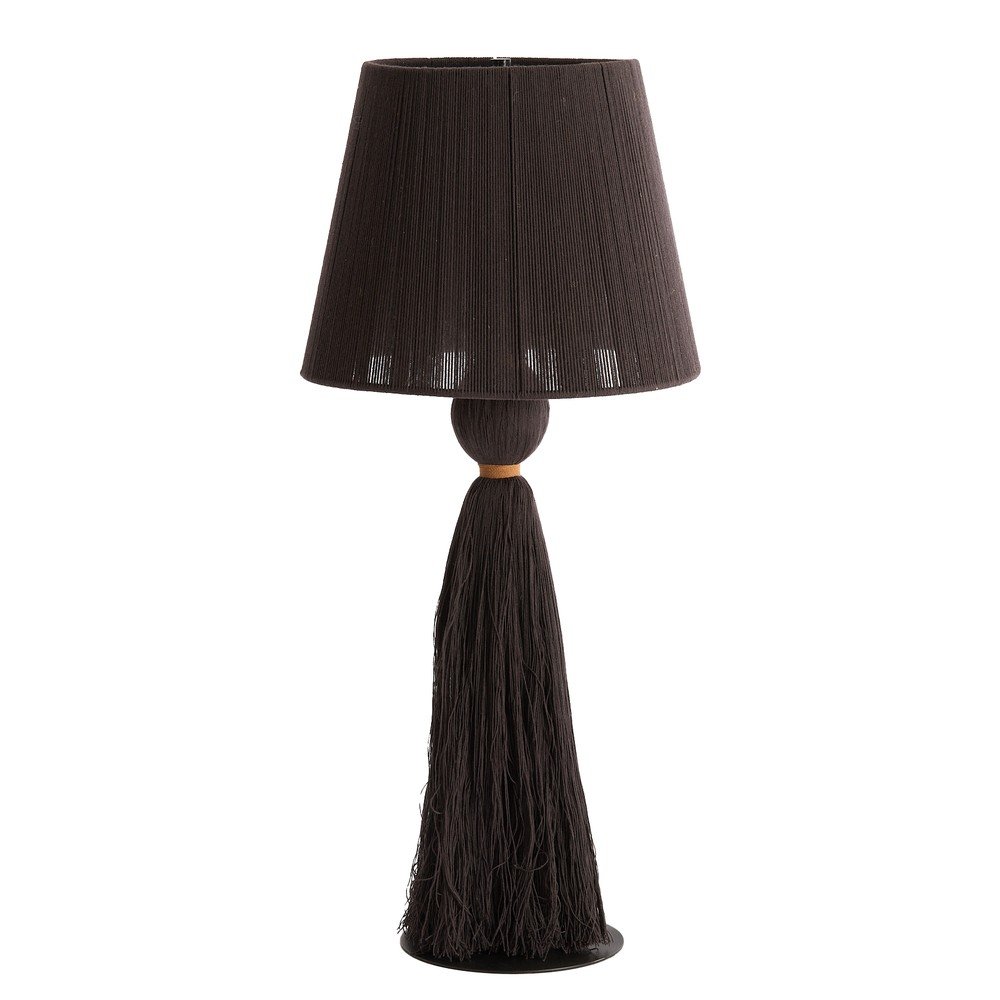 Sötétbarna asztali lámpa textil búrával (magasság 58 cm) Espino – Light & Living