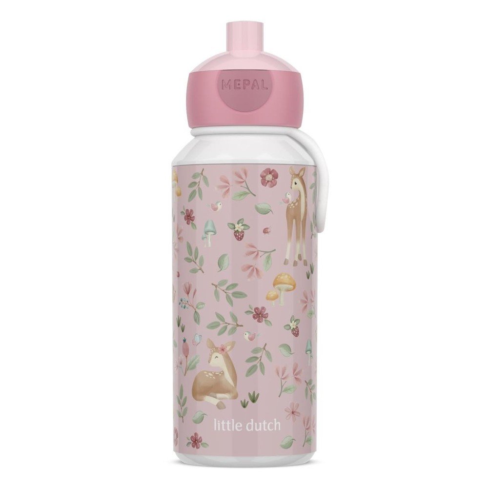 Világos rózsaszín műanyag gyerek ivópalack 400 ml Fairy Garden by Little Dutch – Mepal
