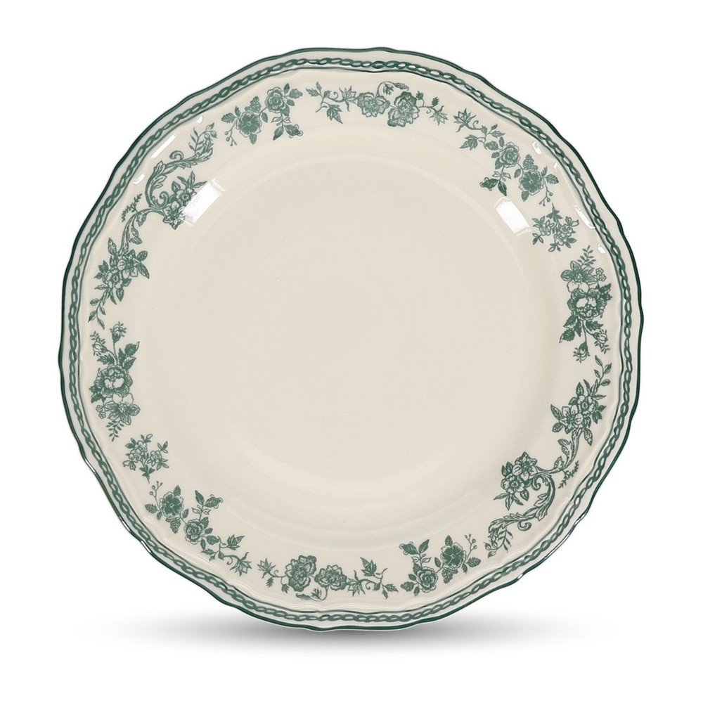 Zöld-elefántcsont színű desszertes porcelán tányér ø 21