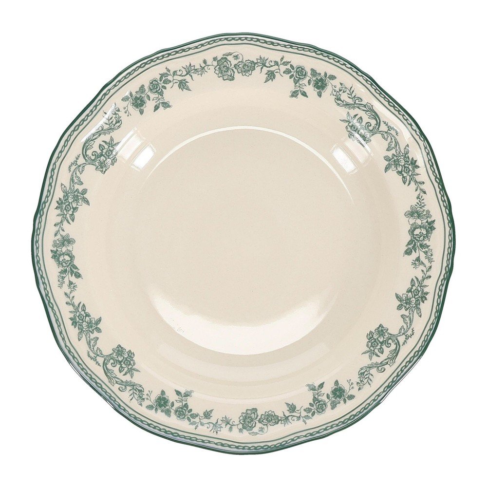 Zöld-elefántcsont színű mély porcelán tányér ø 23 cm Cyril – S|P Collection