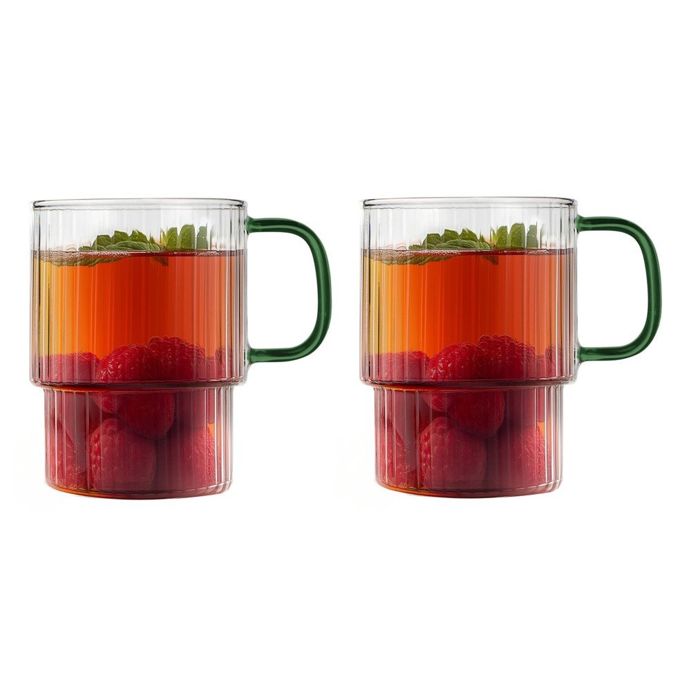 Zöld üveg bögre szett 2 db-os cappucinóhoz 350 ml Livio – Vialli Design