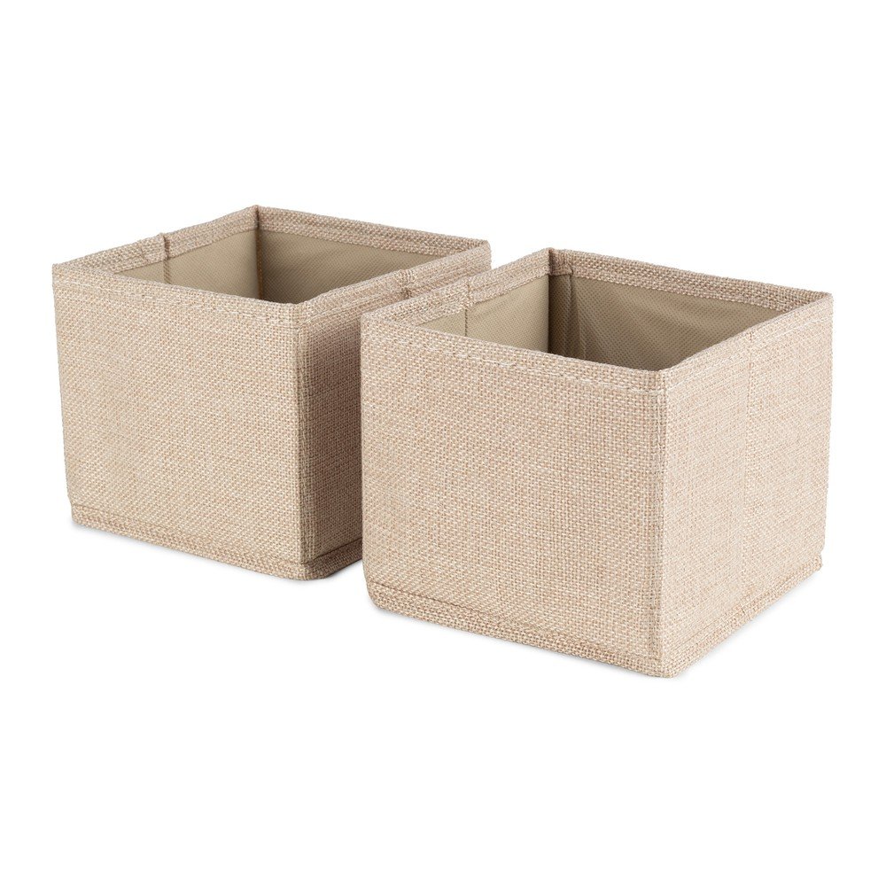 Bézs textil tárolódoboz szett 2 db-os 14x12x12 cm Sandy – Compactor