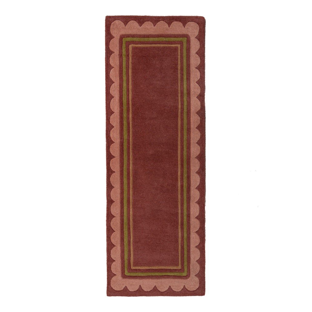 Borvörös kézi szövésű gyapjú futószőnyeg 80x230 cm Lois – Flair Rugs