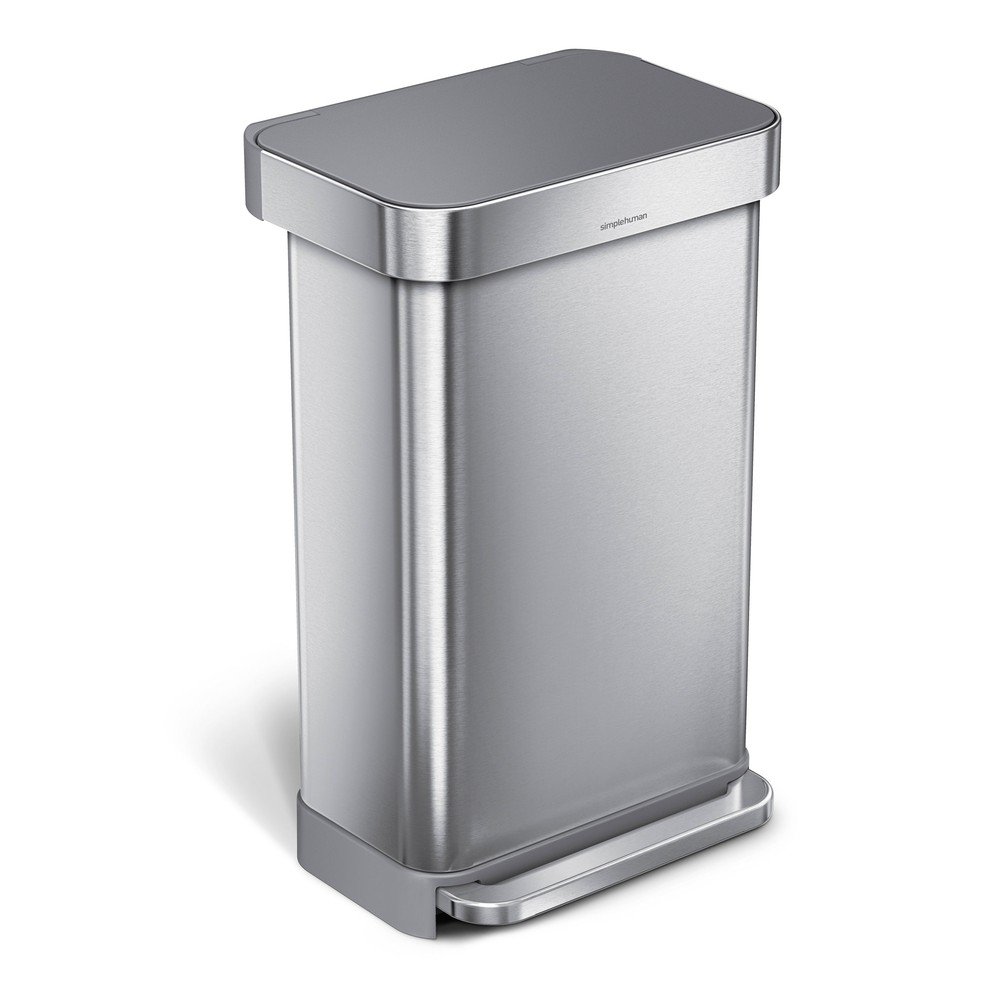 Ezüstszínű acél pedálos szemetes 45 l – simplehuman