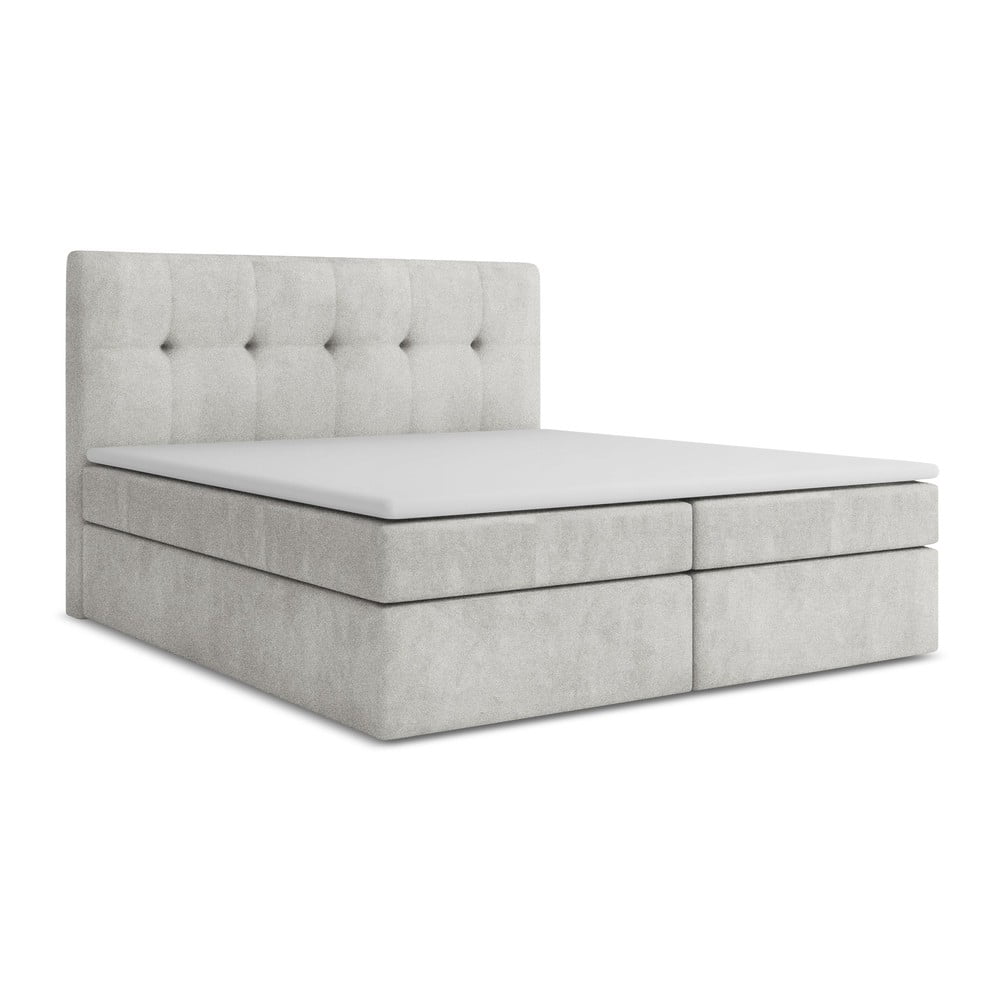 Ezüstszínű ágyneműtartós boxspring ágy 140x200 cm Palta – Makamii