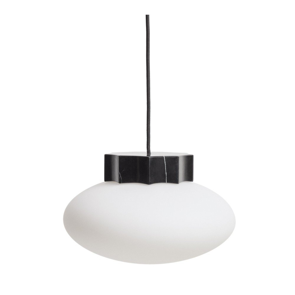 Fehér-fekete fém függőlámpa üveg búrával ø 26 cm Idela – Kave Home