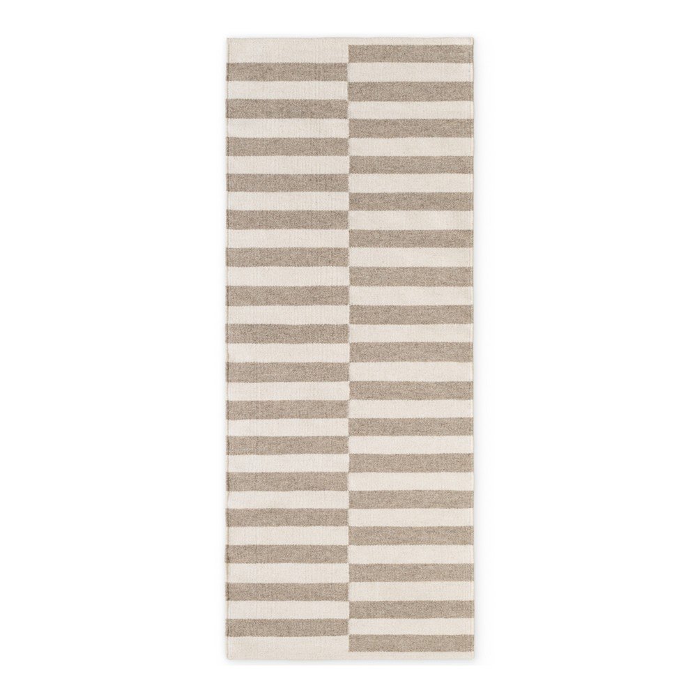 Fehér-szürke kétoldalas-kézi szövésű gyapjú futószőnyeg 80x200 cm Vika – Hanse Home