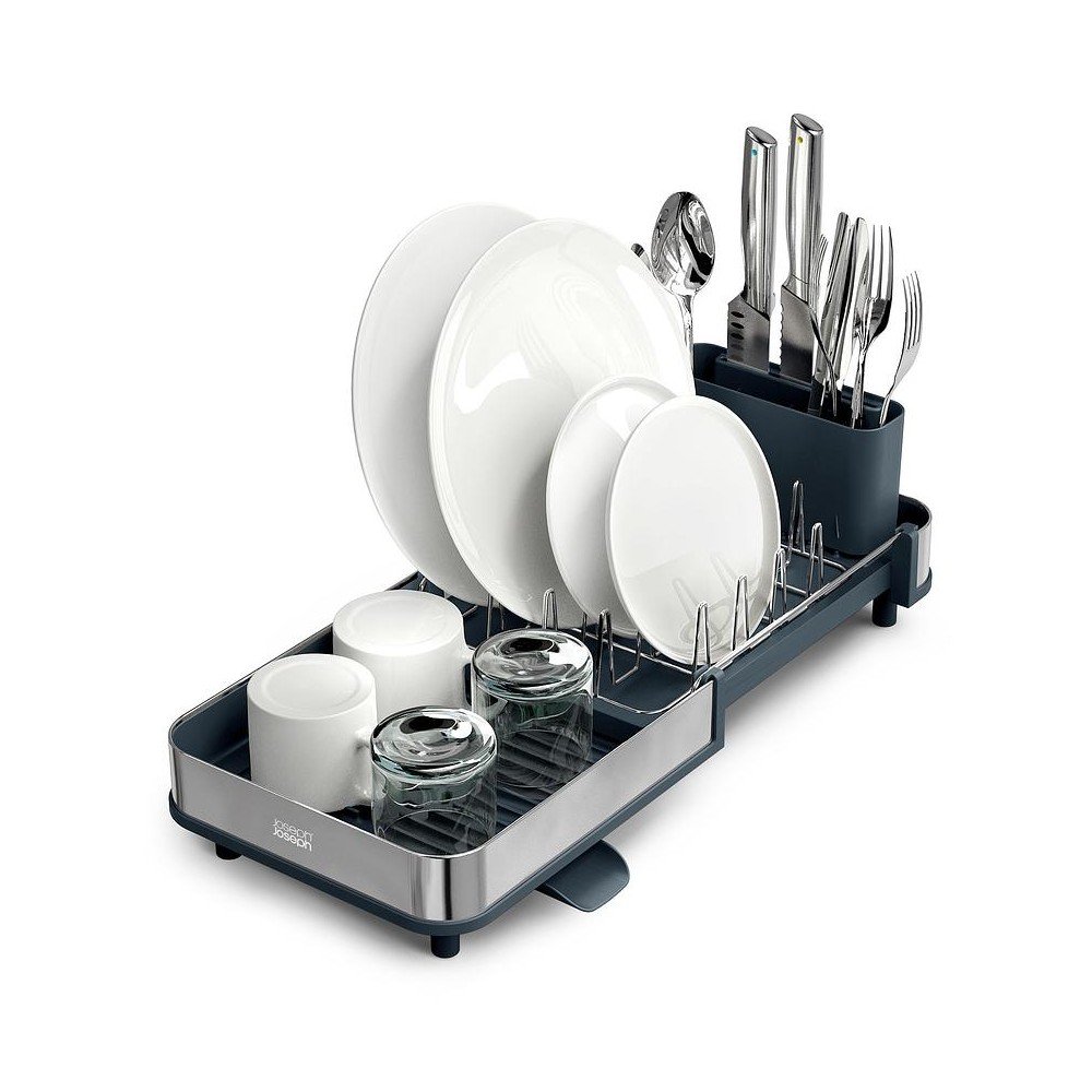 Fekete állítható műanyag edényszárító 31x19 cm Extend Slim Steel – Joseph Joseph