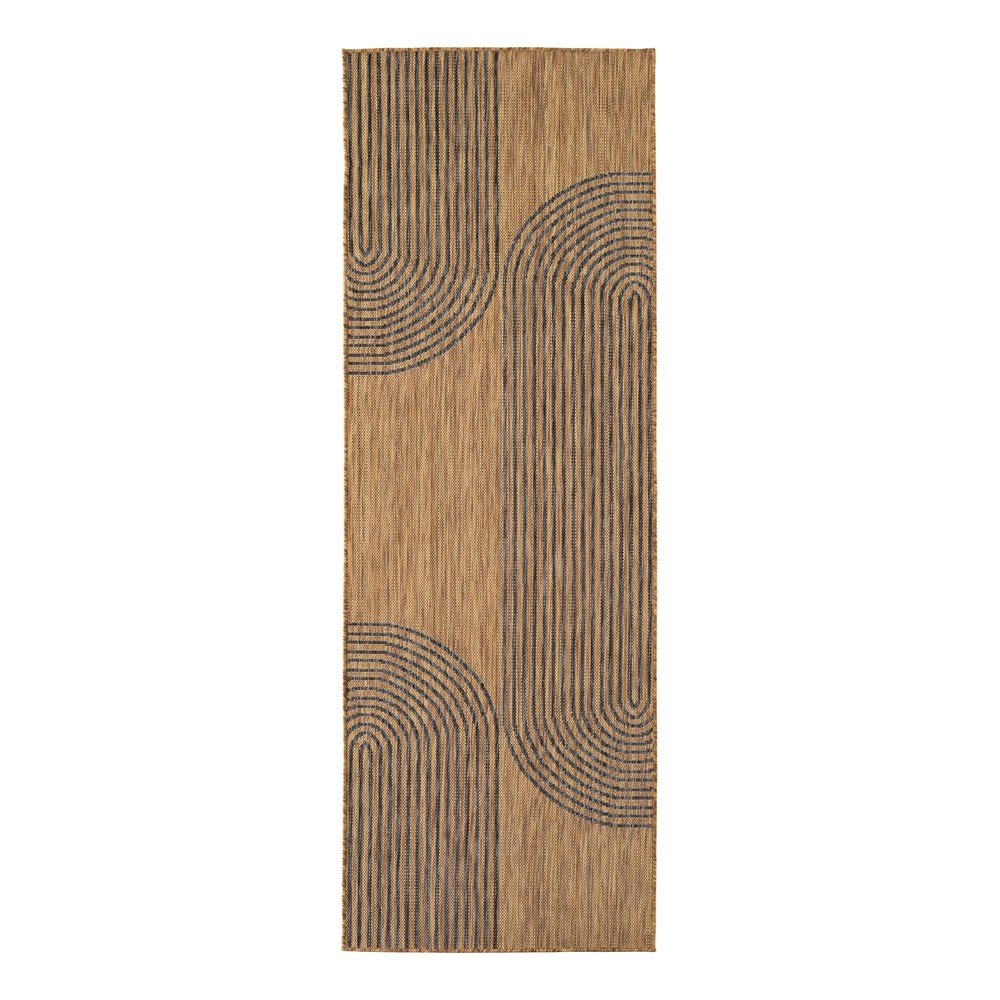 Fekete-barna kültéri-beltéri futószőnyeg 80x250 cm Mira 1453 – Ayyildiz Carpets