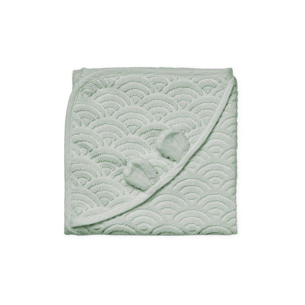 Mentazöld bio pamut kapucnis gyerek törölköző 80x80 cm Dusty Green – Cam Cam Copenhagen