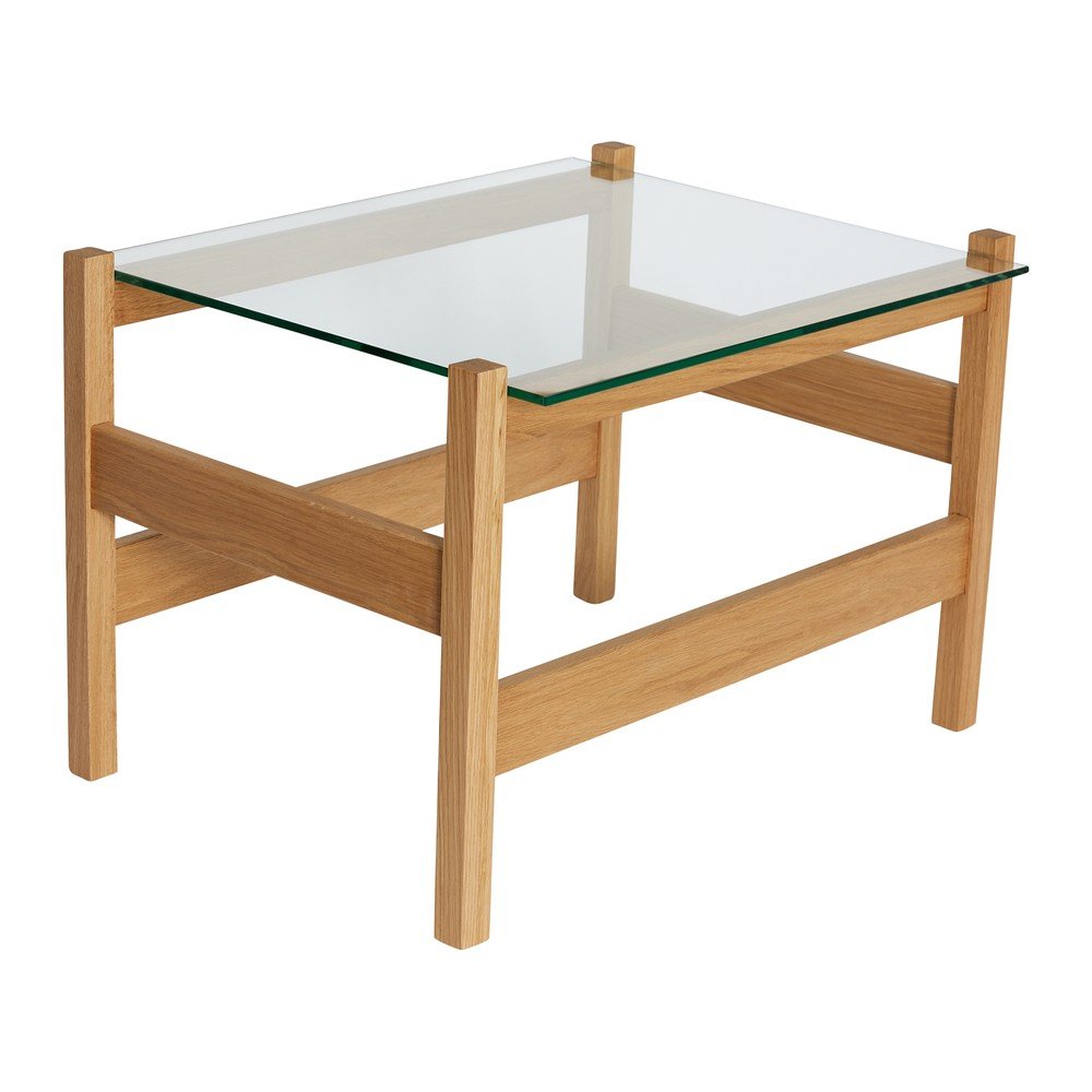 Natúr színű dohányzóasztal üveg asztallappal 52x66 cm Ledge – Hübsch