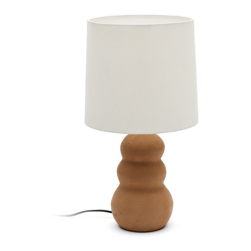 Natúr színű kő asztali lámpa textil búrával (magasság 55 cm) Madsen – Kave Home