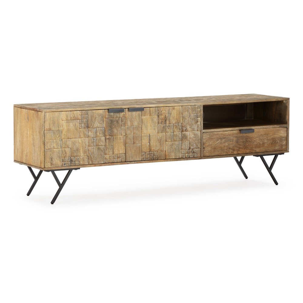 Natúr színű mangófa TV-állvány 175x55x40 cm Priya – MOME