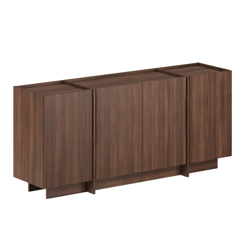 Sötét natúr színű komód kábellyukkal diófa dekorral 180x80x45 cm Dorma – Kalune Design