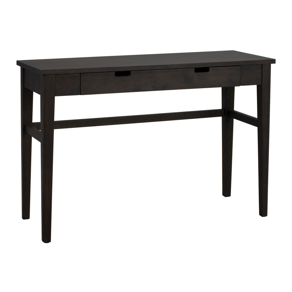 Sötét natúr színű konzolasztal tölgyfa dekoros asztallappal 40x110 cm Garrison – Rowico