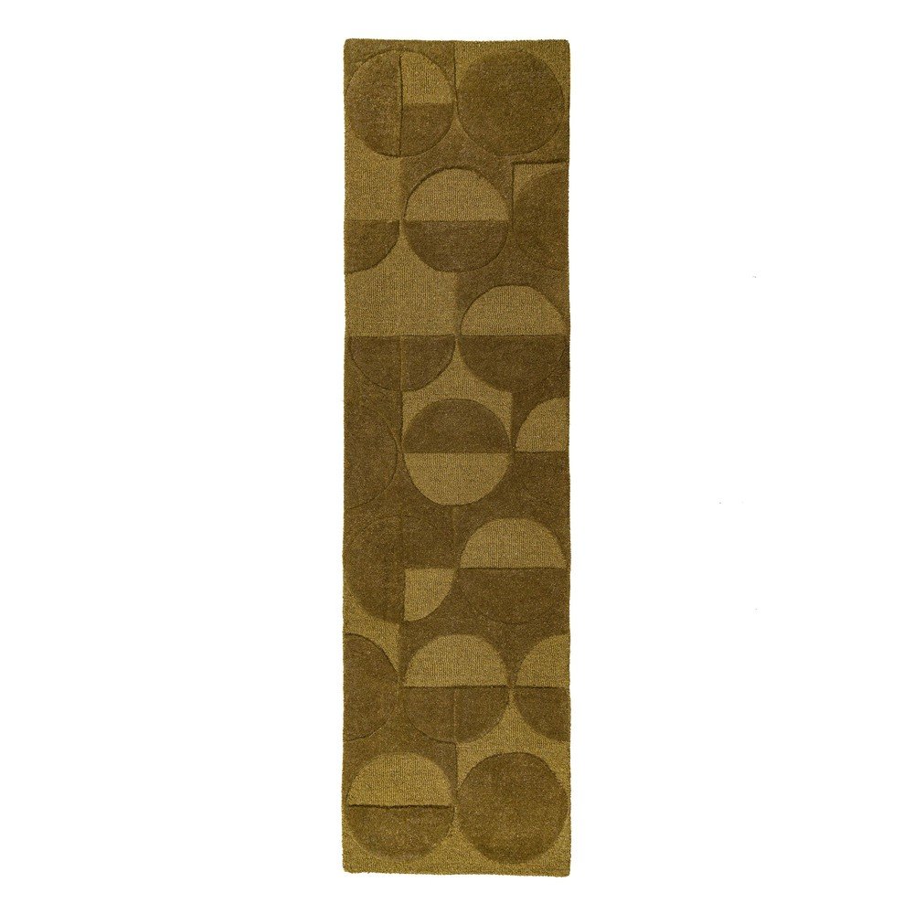 Sötétzöld kézi szövésű gyapjú futószőnyeg 60x230 cm Gigi – Flair Rugs