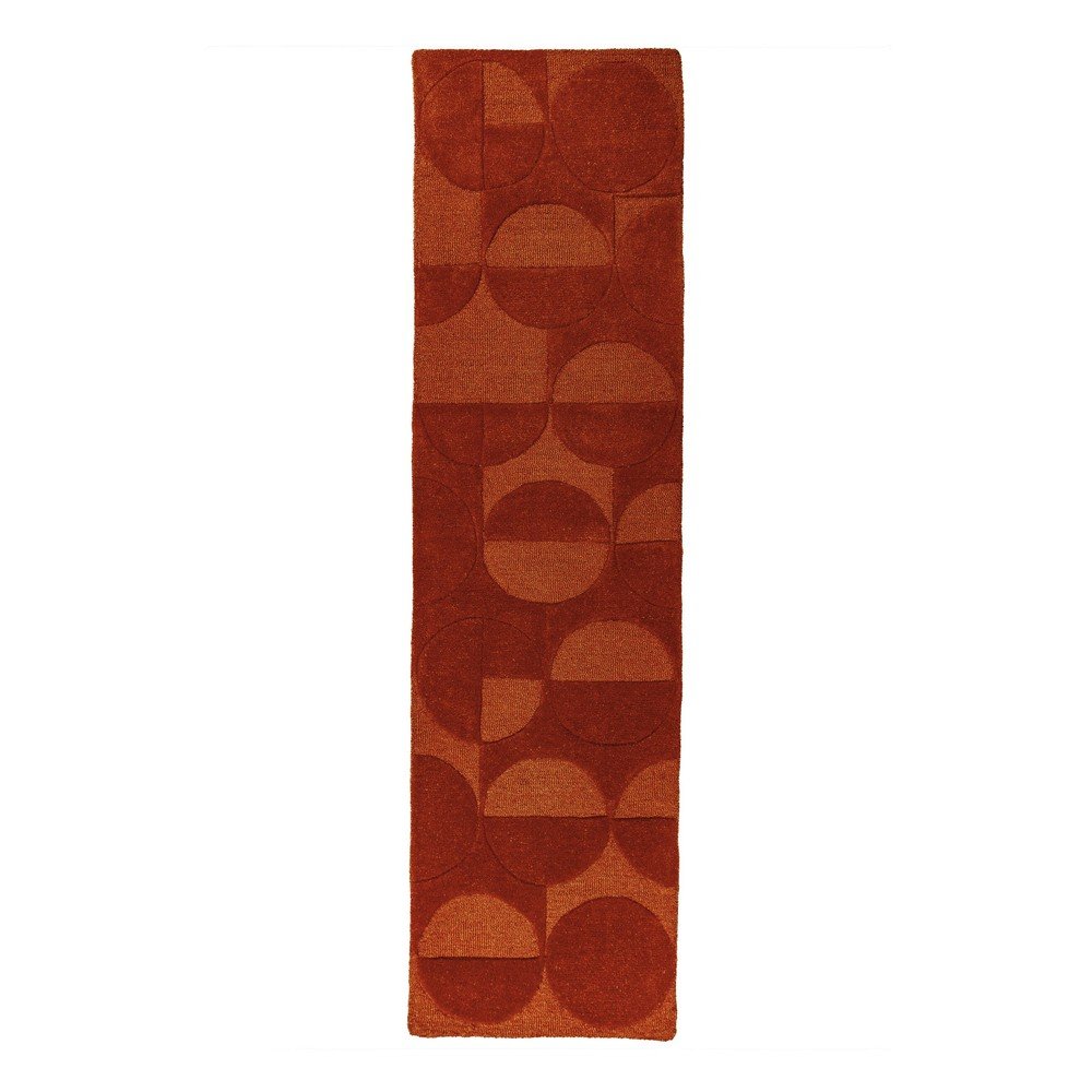 Terrakotta színű kézi szövésű gyapjú futószőnyeg 60x230 cm Gigi – Flair Rugs