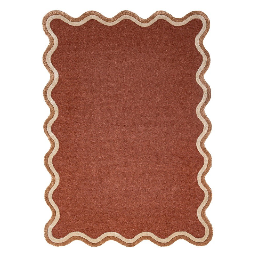 Terrakotta színű kézi szövésű gyapjúkeverék szőnyeg 120x170 cm Rivo Wool – Flair Rugs