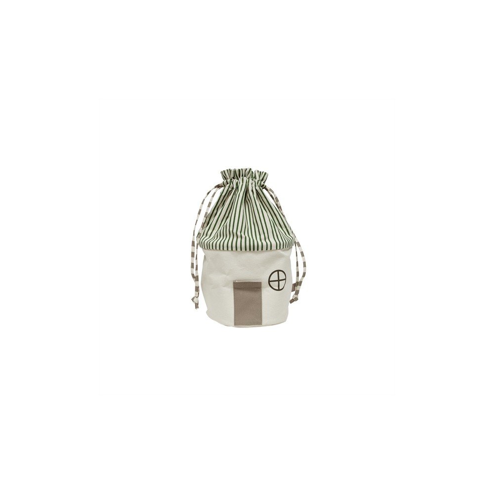 Zöld-krémszínű textil játéktároló kosár ø 26x40 cm Koya – OYOY Mini