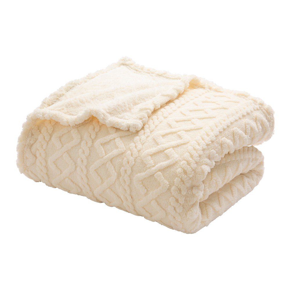 Krémszínű sherpa takaró 220x240 cm Edgar – douceur d'intérieur